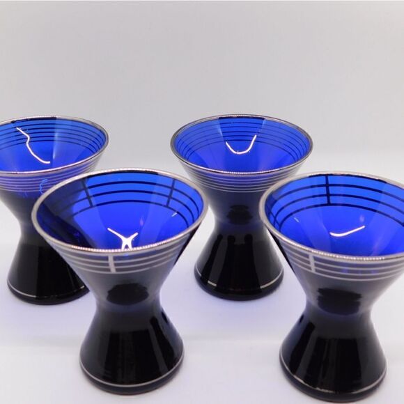 Vintage Cobalt Blue Art Deco Style Glasses - Picture 3 of 3